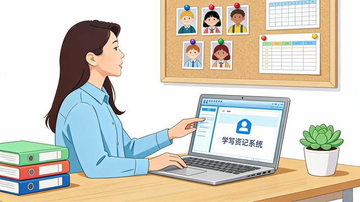 教师使用电脑操作学籍系统场景