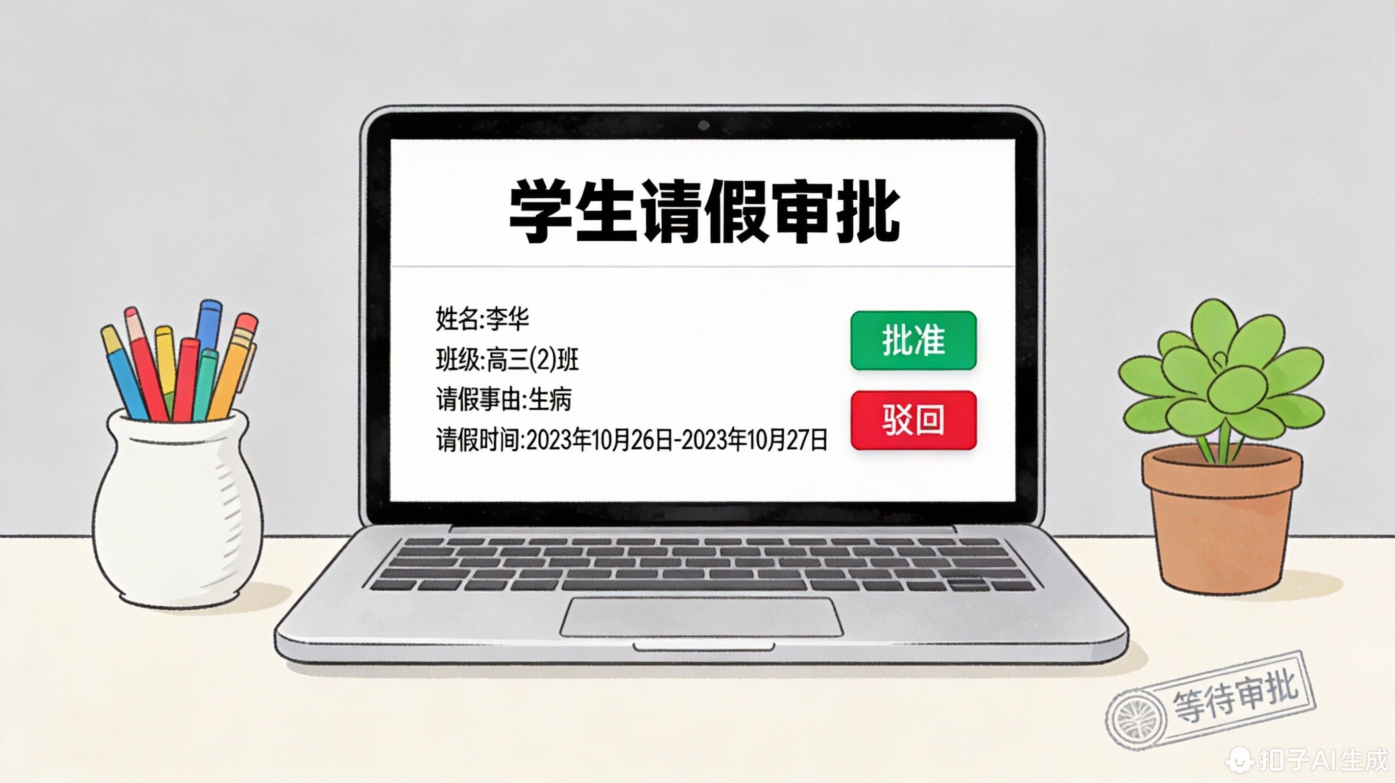 老师线上审批请假申请